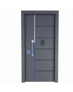 Modern Main Door with Horizontal Panels and Metallic Handle | Maimo Furniture Cameroon MAM2310202501