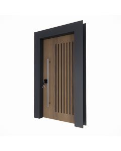 Modern Main Door with Vertical Groove Design and Metallic Handle | Maimo Furniture Cameroon MAM2310202508