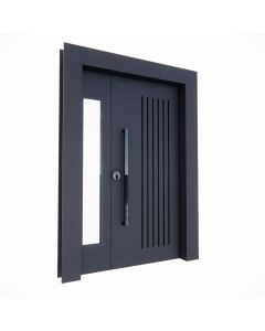 Contemporary Main Door with Vertical Grooves and Side Glass Panel | Maimo Furniture Cameroon MAM2410202509