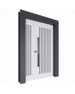 Double Main Door with Vertical Grooves and Modern Metallic Handle | Maimo Furniture Cameroon MAM2410202510