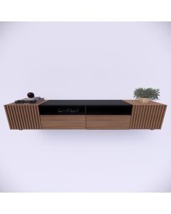 Free standing TV stand with fluted Formica panels and storage compartments MAM12162025402