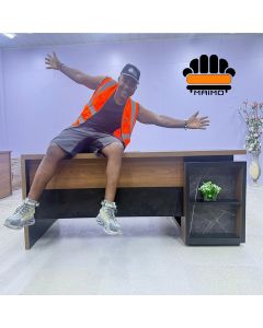 Executive Office Desk with Black Formica Top & Side Display Shelves – Modern CEO Table by Maimo Furniture-MAM1125202522