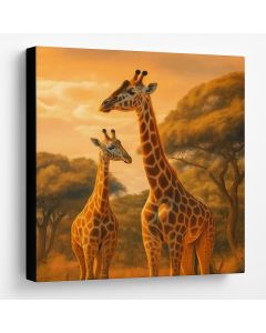 Two Giraffes in Golden Savannah – Maimo Wildlife Art- MAM0910202540