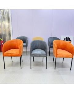 Orange Velvet Accent Chair with Black Metal Legs – Modern Lounge & Reception Chair by Maimo Furniture-MAM112520259