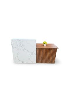 Modern reception counter with marble formica front and ribbed side panel-MAM1125202528