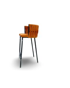 Modern woven back high chair with cushioned seat and durable metal legs-MAM1125202540