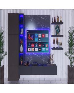 Modern Floating TV Wall Unit with LED Display Shelves – Maimo Furniture-TV2026140513