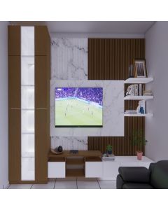 Modern Marble TV Wall Unit with Shelves and Display Tower – Maimo Furniture-TV2026140511