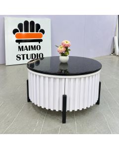 Round Formica Center Table with Fluted Base – Modern Living Room Coffee Table by Maimo Furniture-MAM171020250014