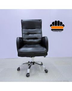 Black Executive Office Chair with Padded Backrest & Chrome Base – Ergonomic Swivel Chair by Maimo Furniture-MAM1125202516