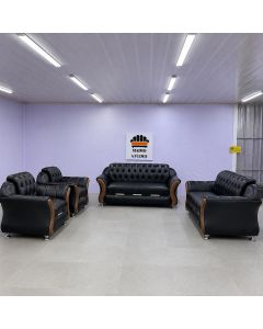 BUT - 6BB - 6 Places Modern BUTTERFLY Luxury Leather Sofa, Black - MAM202010704