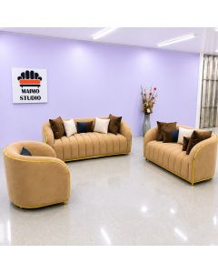 Luna Curve Velvet Living Room Sofa Set-MAM1909202612