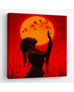African Woman Silhouette Art – Sunset Glow by Maimo- MAM0910202526