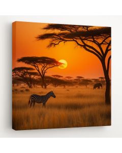 African Savannah Sunset with Zebra – Maimo Art- MAM0910202527
