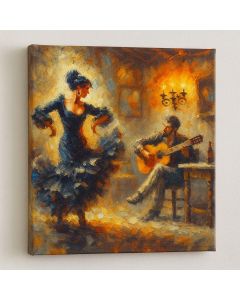 Flamenco Dancer and Guitarist – Expressive Oil Painting by Maimo- MAM0910202550