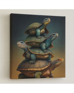 Stacked Turtles Artwork – Surreal Wildlife Art by Maimo- MAM0910202552