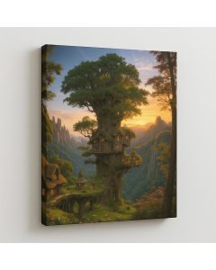 Fantasy Treehouse Wall Art – Magical Canvas by Maimo- MAM0910202554