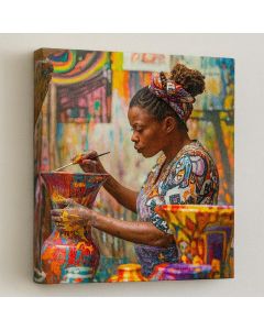 African Woman Painting Colorful Vases – Maimo Furniture- MAM0910202564