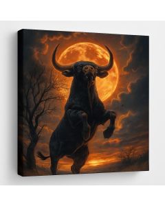 Majestic Bull Under Fiery Moon Art – Maimo Furniture- MAM0910202565