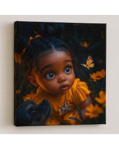 Baby Girl with Puppy and Butterfly Fantasy Art – Maimo Furniture- MAM0910202578