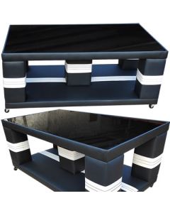 ADL-4BW - Large ADELE Glass  Leather Dismantable Centre Table - MAM06112002