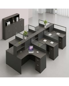 6-Seater Modular Workstation with Glass Partitions – Formica Finish Office Desk by Maimo Furniture-MAM2810202510