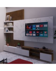 Modern Floating TV Wall Unit with Marble Panel and Shelves – Maimo Furniture-TV2026140512