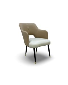 Modern cushioned dining chair with curved backrest and slim metal legs-MAM1125202537
