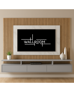 Grey Floating TV Stand with Marble Frame & Oak Fluted Panels Maimo Furniture Cameroon MAM270920253