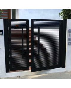 Horizontal Slat Metal Gate – Modern Black Steel Entrance by Maimo Furniture MAM01112025128