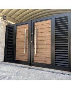 Modern Black Metal Gate with Wood Finish Panels – Luxury Contemporary Gate by Maimo Furniture MAM01112025135