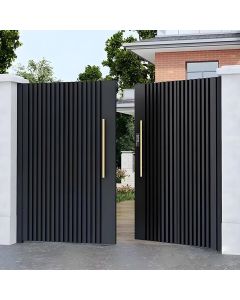 Modern Vertical Slat Metal Gate – Luxury Black Entrance Gate by Maimo Furniture MAM01112025136
