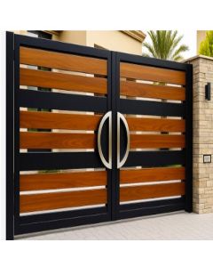 Black & Teak Horizontal Metal Gate – Luxury Modern Entrance by Maimo Furniture MAM01112025139