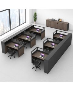 6-Seater Workstation with Glass Partitions – Modern Office Desk by Maimo Furniture MAM281020255
