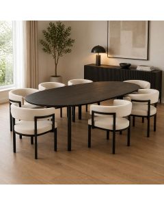 Large Oval Formica Dining Set with Upholstered Armchairs – Modern Luxury Dining by Maimo Furniture-MAM20262217