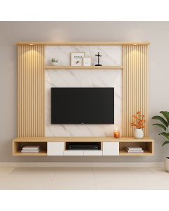 Modern TV Stand with Fluted Pipes & Formica – MAIMO MAM270920251