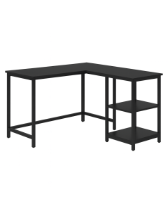 L-Shaped Black Office Desk with Shelves – Maimo Furniture MAM0311202522