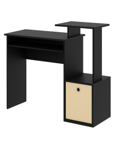 Compact Black Computer Desk with Beige Storage Cube – Maimo Furniture MAM0311202524