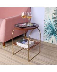 Round Side Stool with Shelf – Modern Accent Table | Maimo Furniture-MAM1017202522
