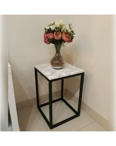 Industrial Side Stool with Marble-Effect Top | Maimo Furniture-MAM1017202515