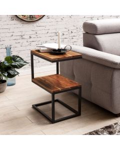 Geometric Side Stool with Double Shelves – Modern Accent Table | Maimo Furniture-MAM1017202521