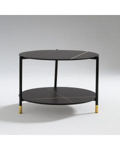 Round Metal Side Stool with Shelf – Modern Accent Furniture by Maimo-MAM101720255