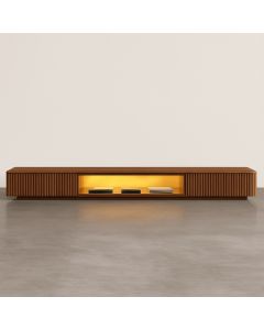 Modern ribbed formica TV stand with open display center and sleek cabinets-MAM1125202529