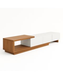 Modern formica TV stand with open display shelf and closed storage cabinets-MAM1125202530