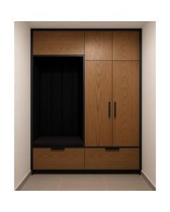 Modern Wardrobe with Seating Niche and Storage Drawers – Maimo Furniture-MAM100820252