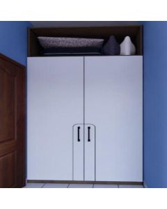 Modern Two-Door Wardrobe with Open Overhead Storage – Maimo Furniture-MAM100820255