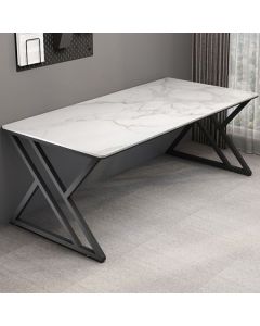 Marble Dining Table with Geometric Black Metal Legs – Luxury Modern Dining by Maimo Furniture-MAM111820253
