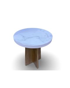 Round Formica Side Table with Marble Effect Top – Modern Coffee Table by Maimo Furniture-MAM0703202603