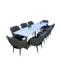 8-Seater Dining Table Set with Upholstered Chairs – Luxury Formica Dining Set by Maimo Furniture-MAM20261812