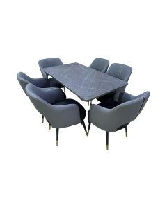 6-Seater Dining Table Set with Upholstered Chairs – Modern Formica Dining Set by Maimo Furniture-MAM20261811